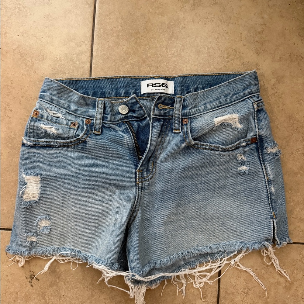 RSQ Light Wash Distressed Denim Cutoff Shorts